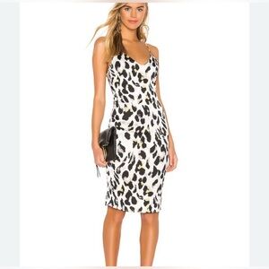 Superdown leopard silk slip midi dress small
